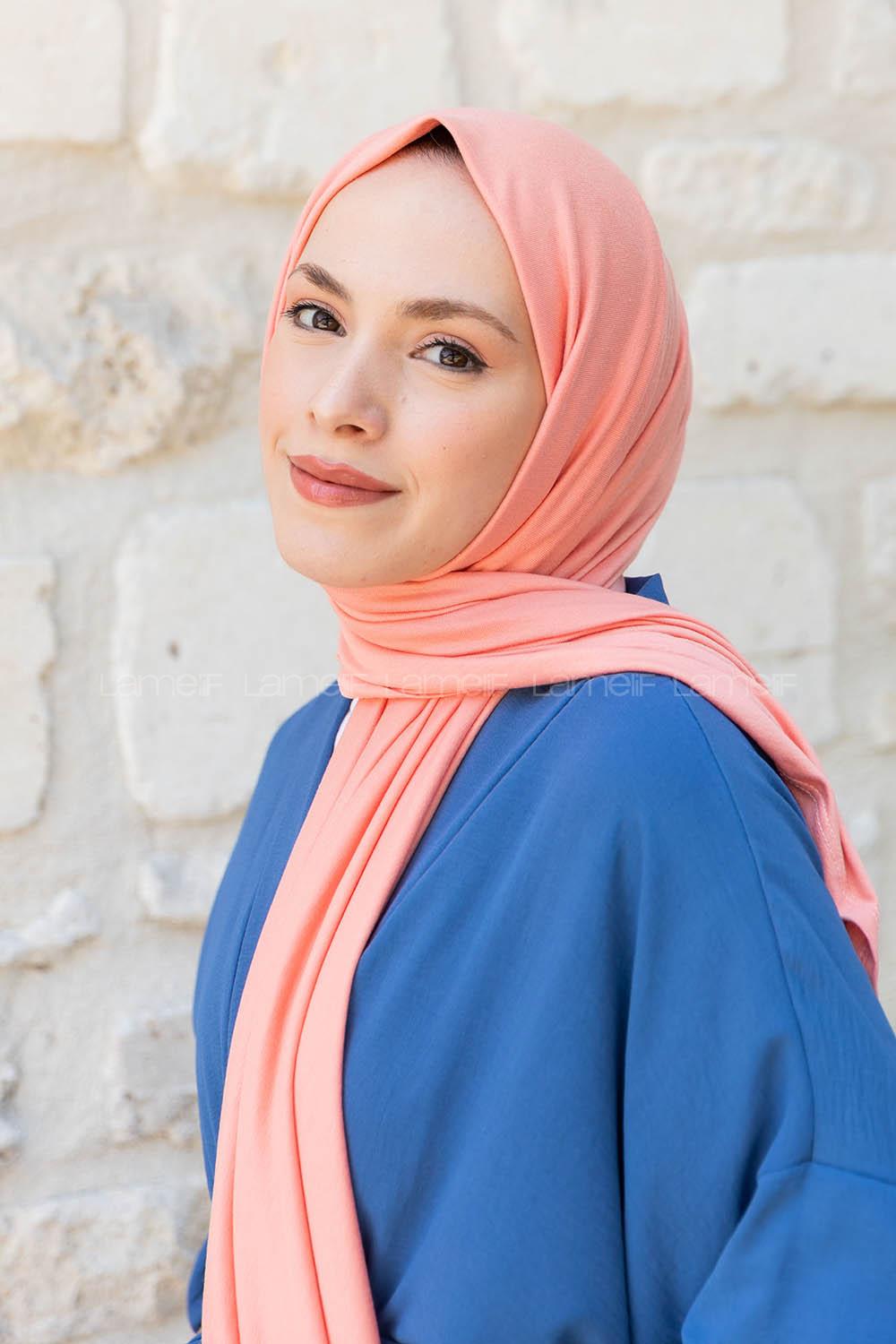 Salmon Combed Fabric Straight Shawl