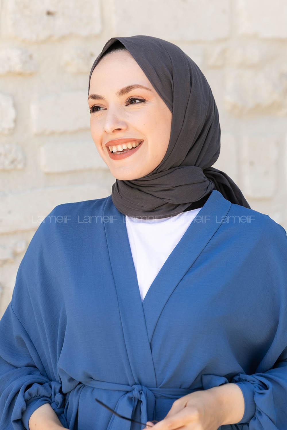 Anthracite Linen Straight Shawl