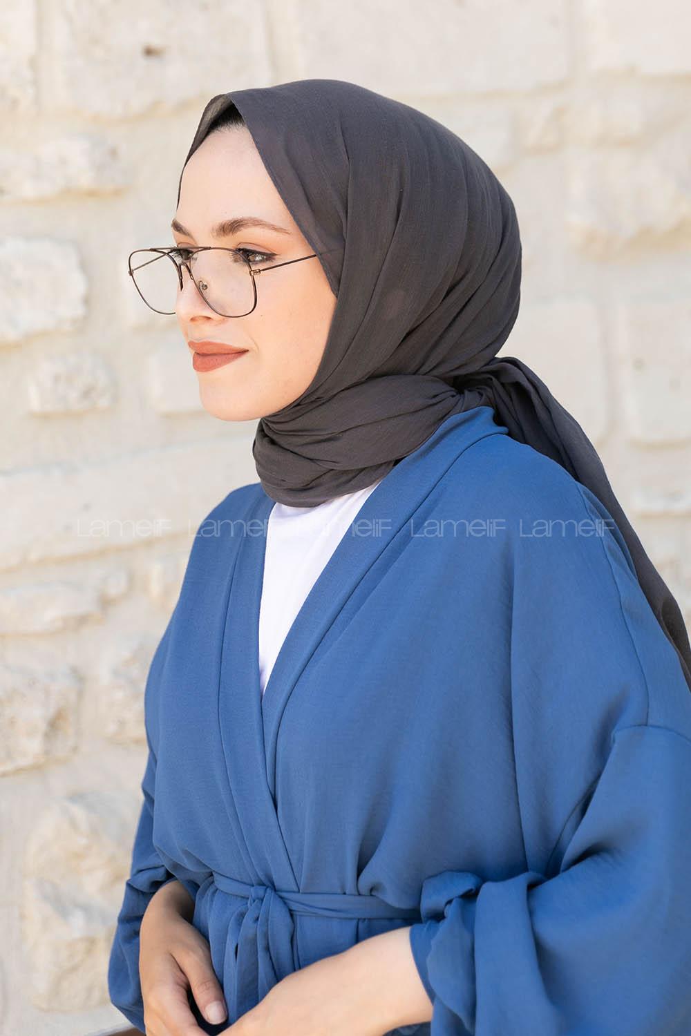 Anthracite Linen Straight Shawl