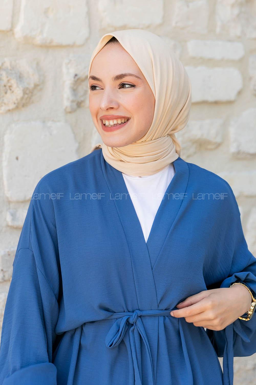 Beige Combed Fabric Straight Scarf