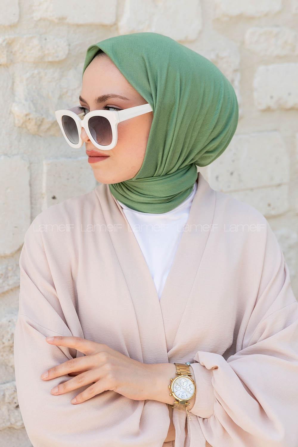 Plum Green Combed Fabric Straight Scarf