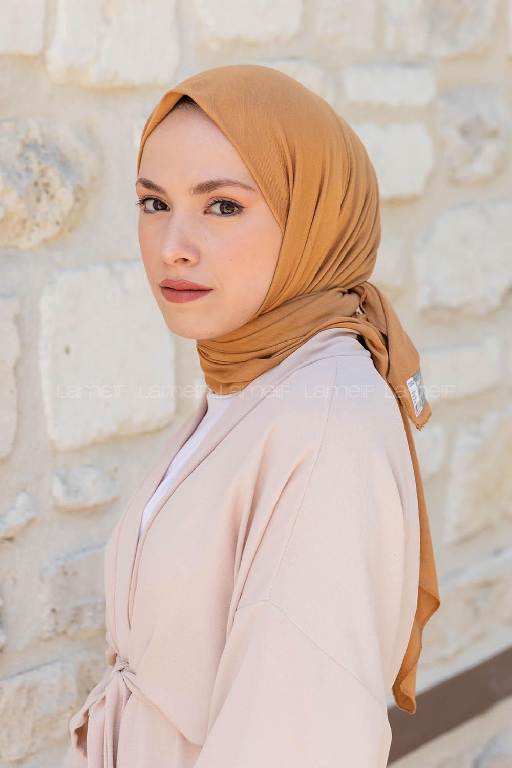 Ocher Combed Fabric Straight Scarf