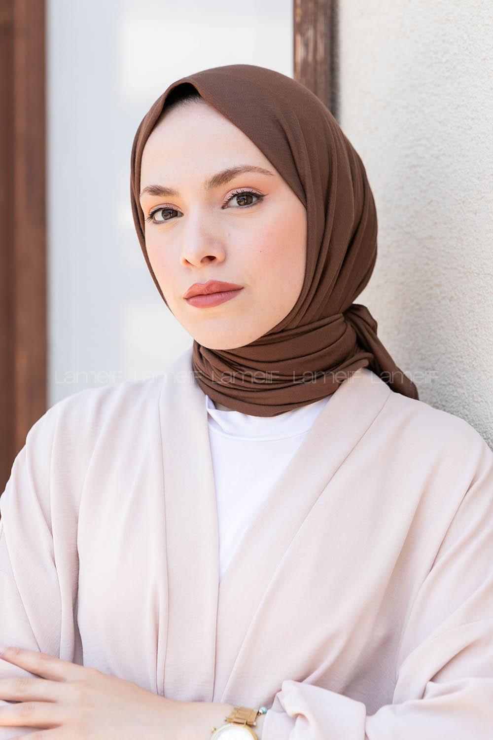 Brown Combed Fabric Straight Scarf