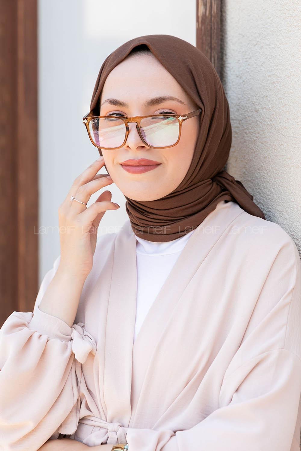 Brown Combed Fabric Straight Scarf