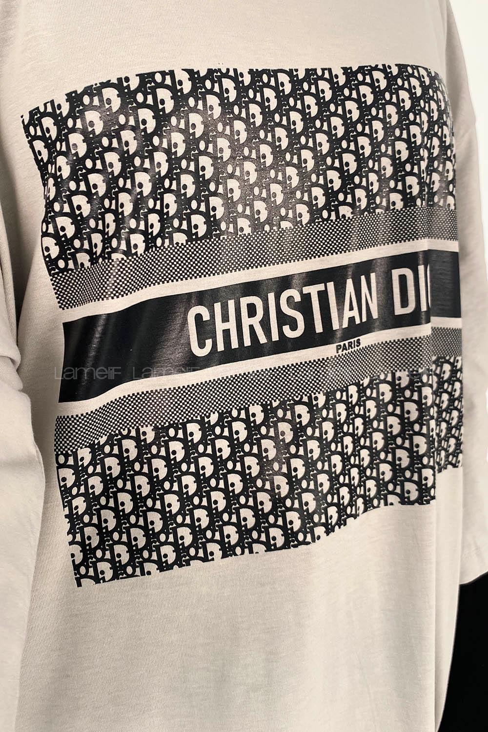 Light Grey Crew Neck Cotton Printed Tunic