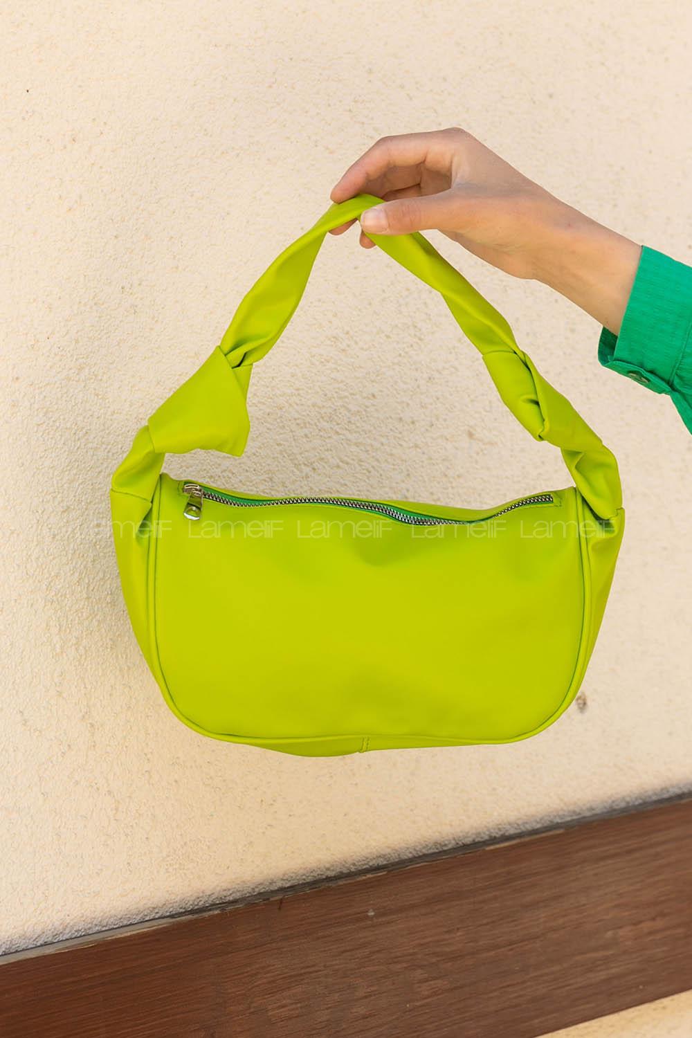 Pistachio Green Buckle Skin Hand Bag Bag