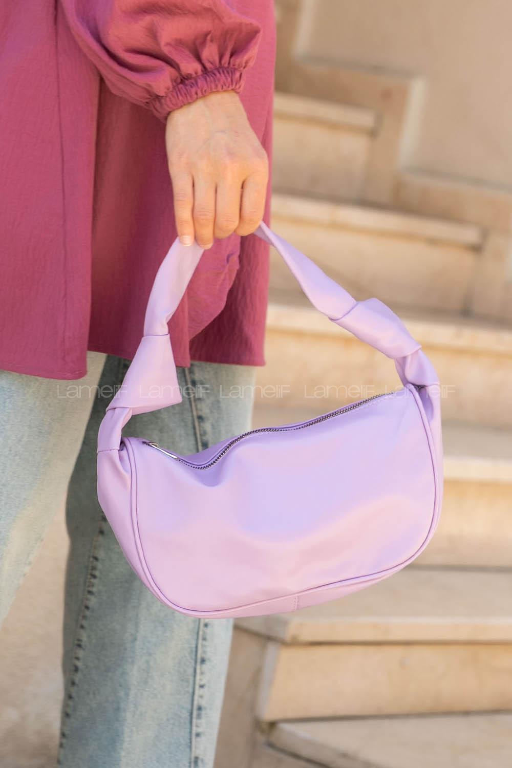 Lilac Buckle Skin Hand Bag Bag