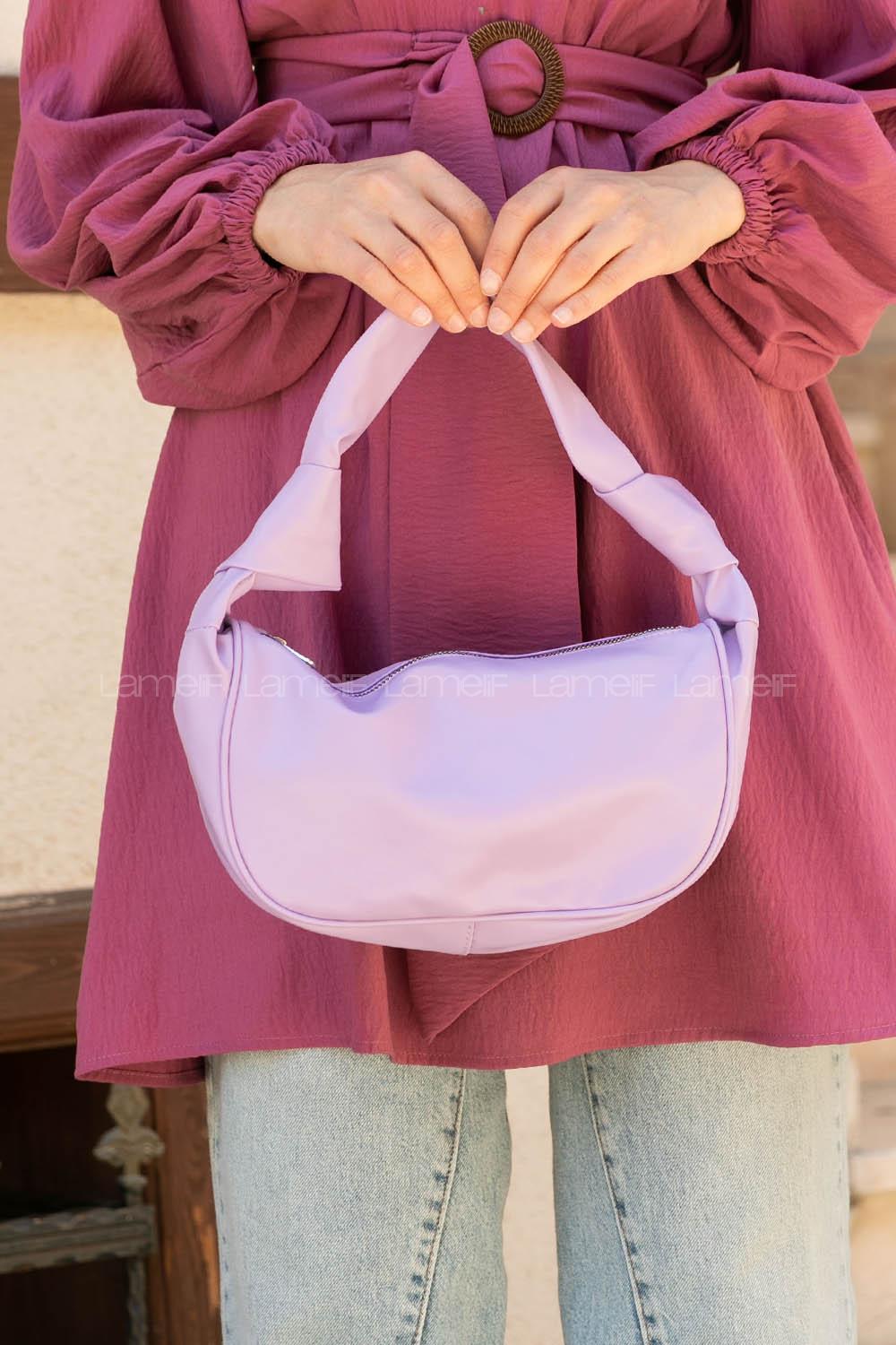 Lilac Buckle Skin Hand Bag Bag