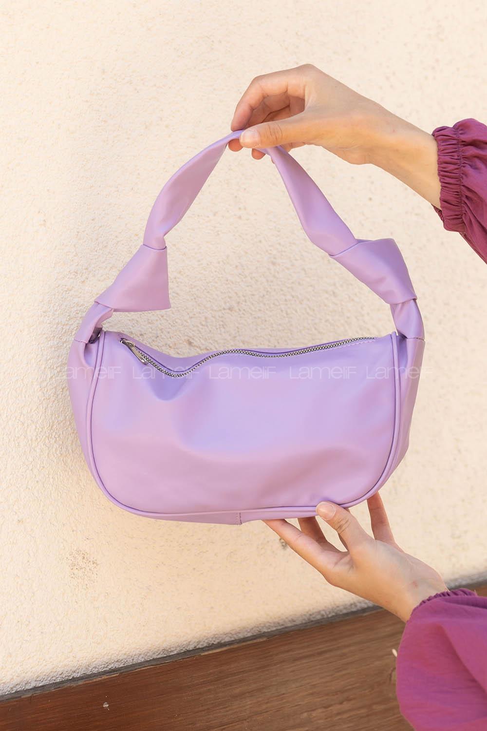 Lilac Buckle Skin Hand Bag Bag