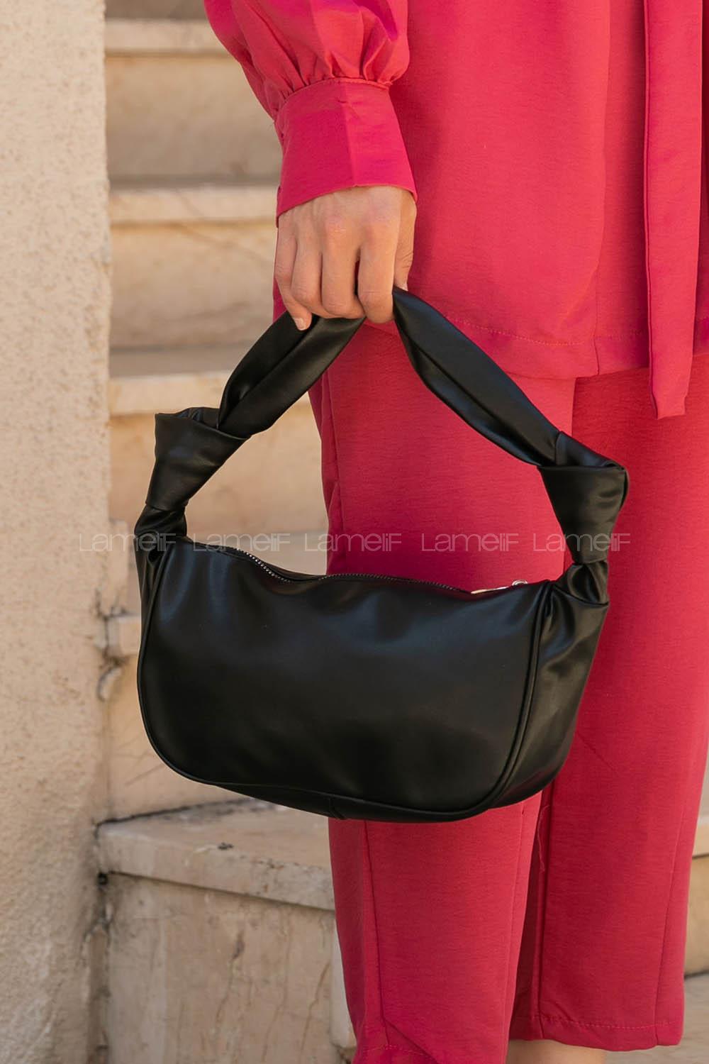 Black Buckle Skin Hand Bag Bag