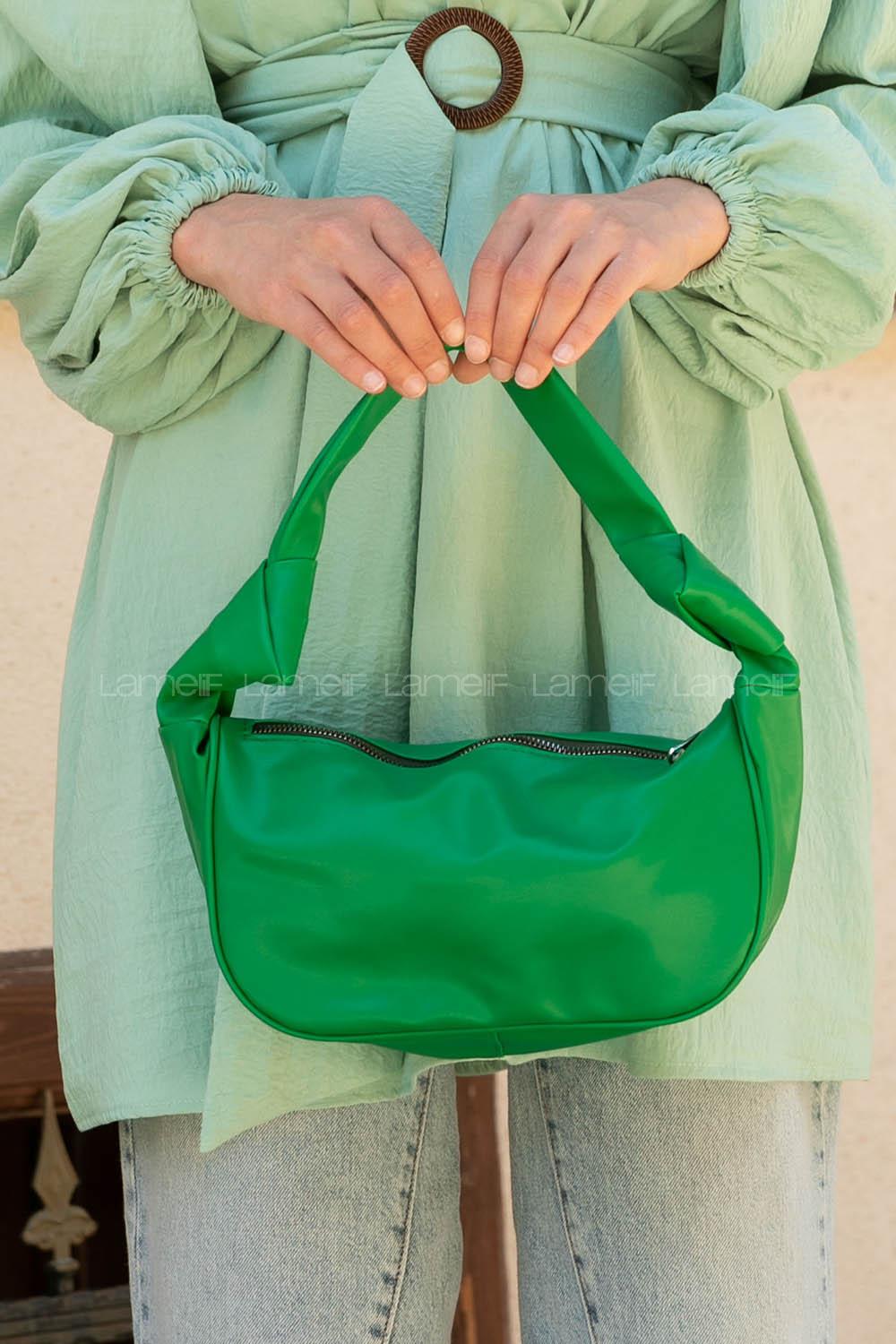 Green Buckle Skin Hand Bag Bag