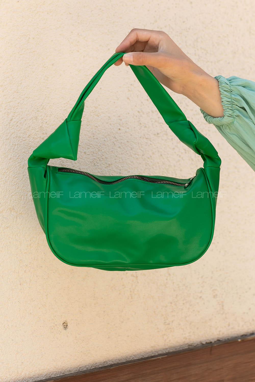 Green Buckle Skin Hand Bag Bag