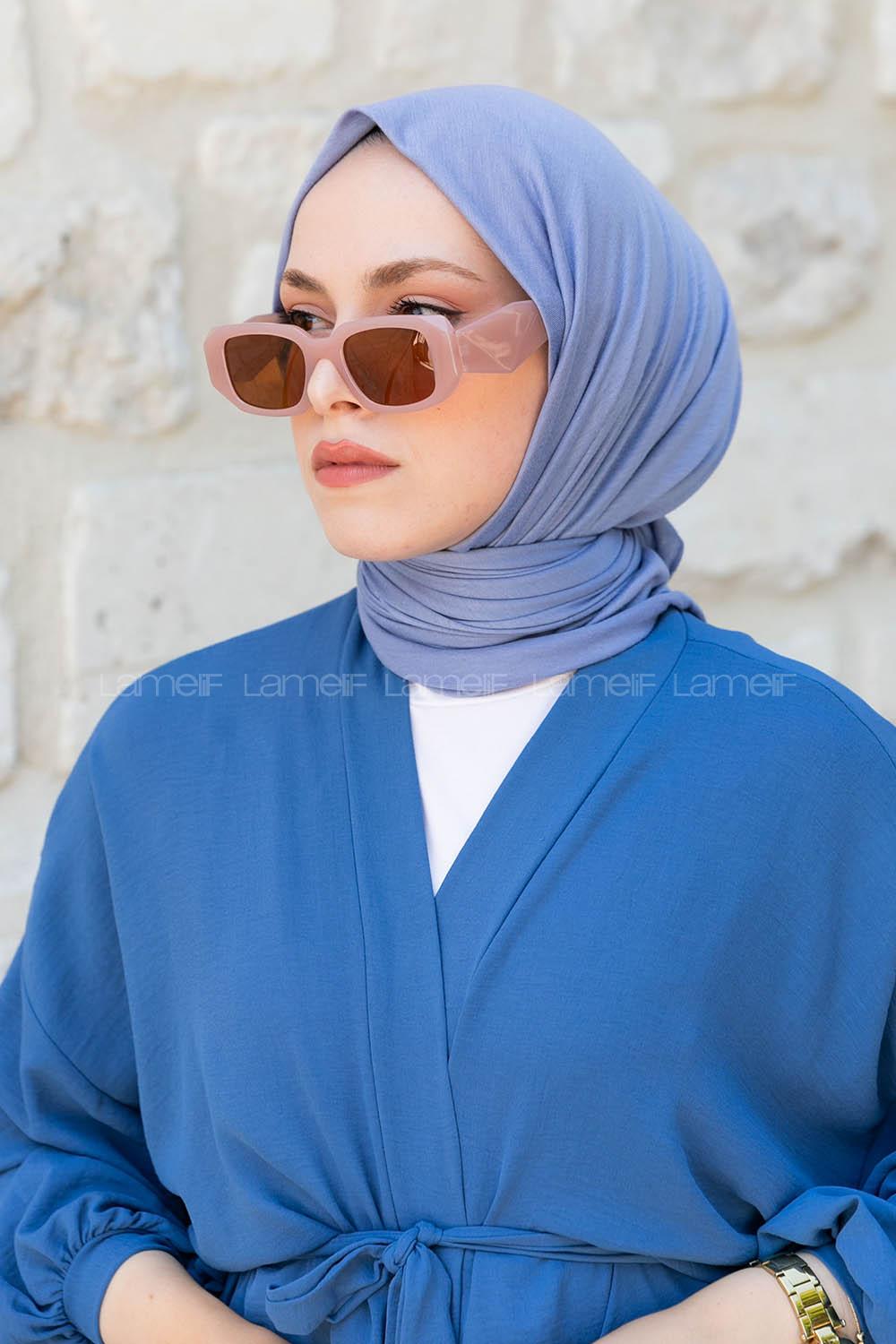 Sky Blue Combed Fabric Straight Scarf