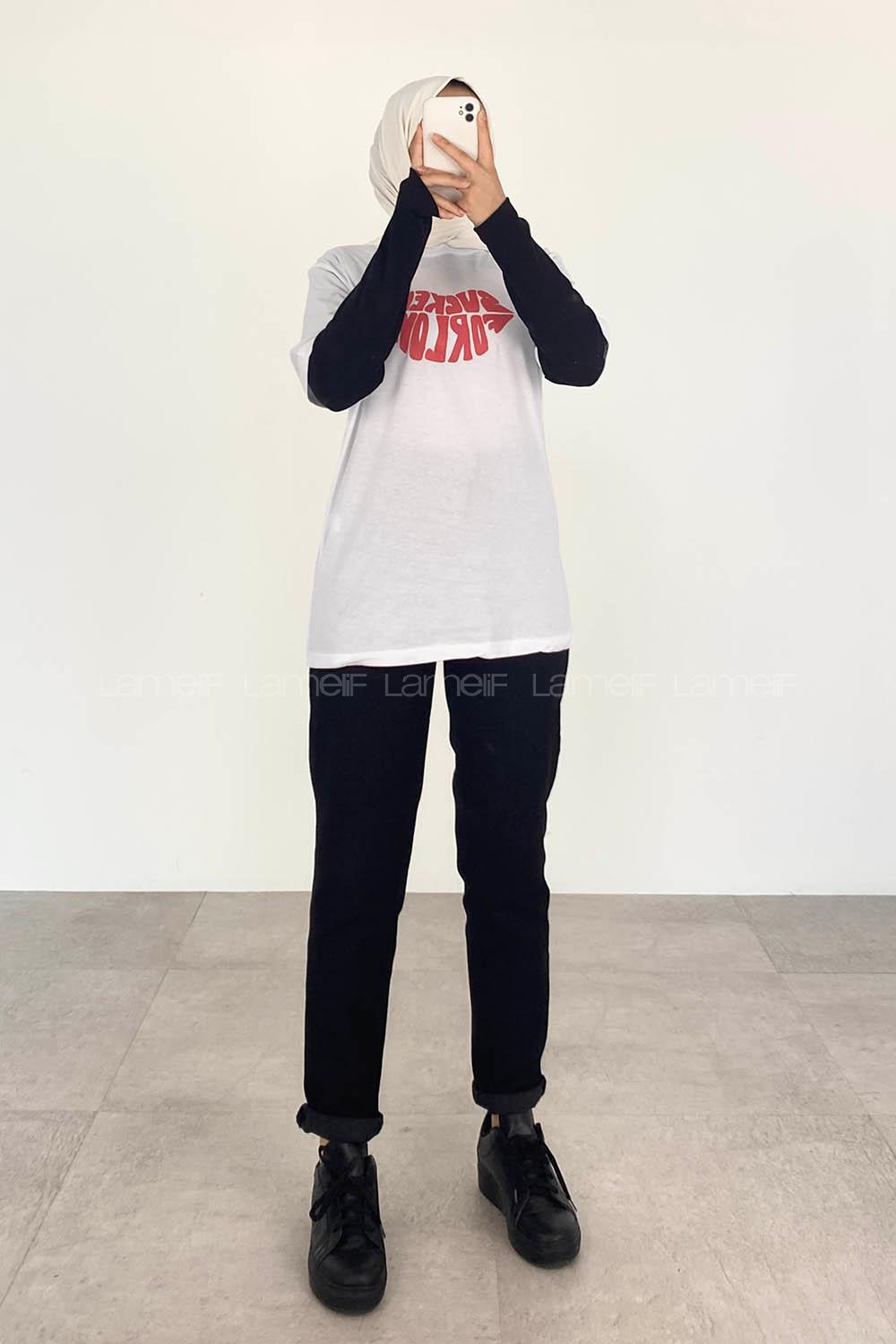 White Crew Neck Short Arm Cotton Printed T-shirt