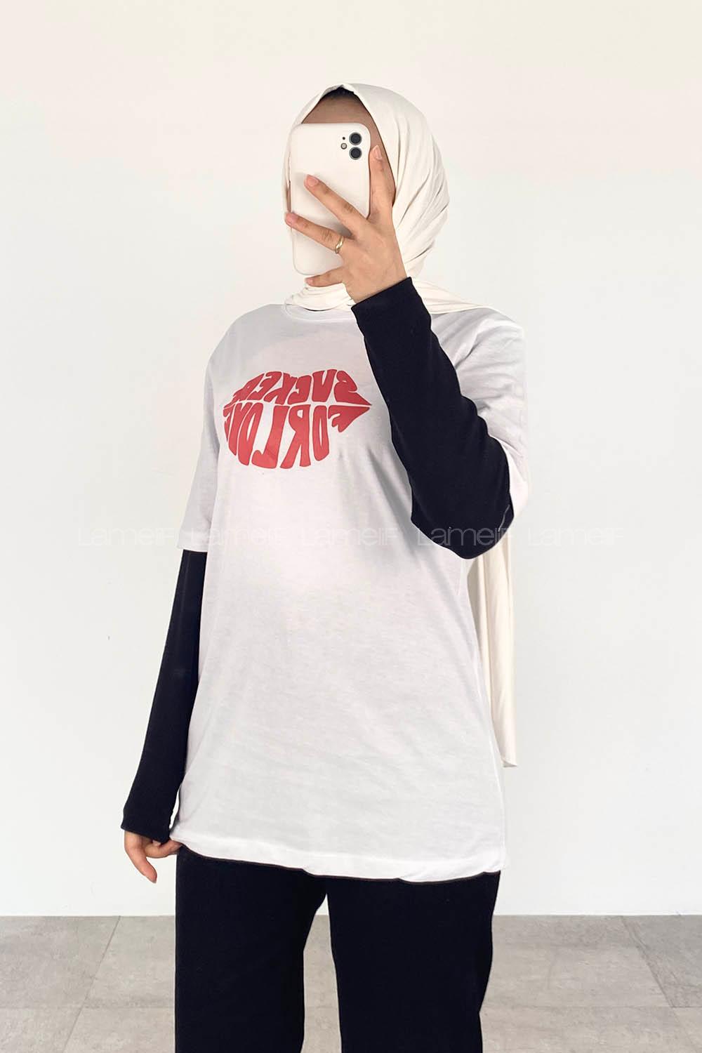 White Crew Neck Short Arm Cotton Printed T-shirt