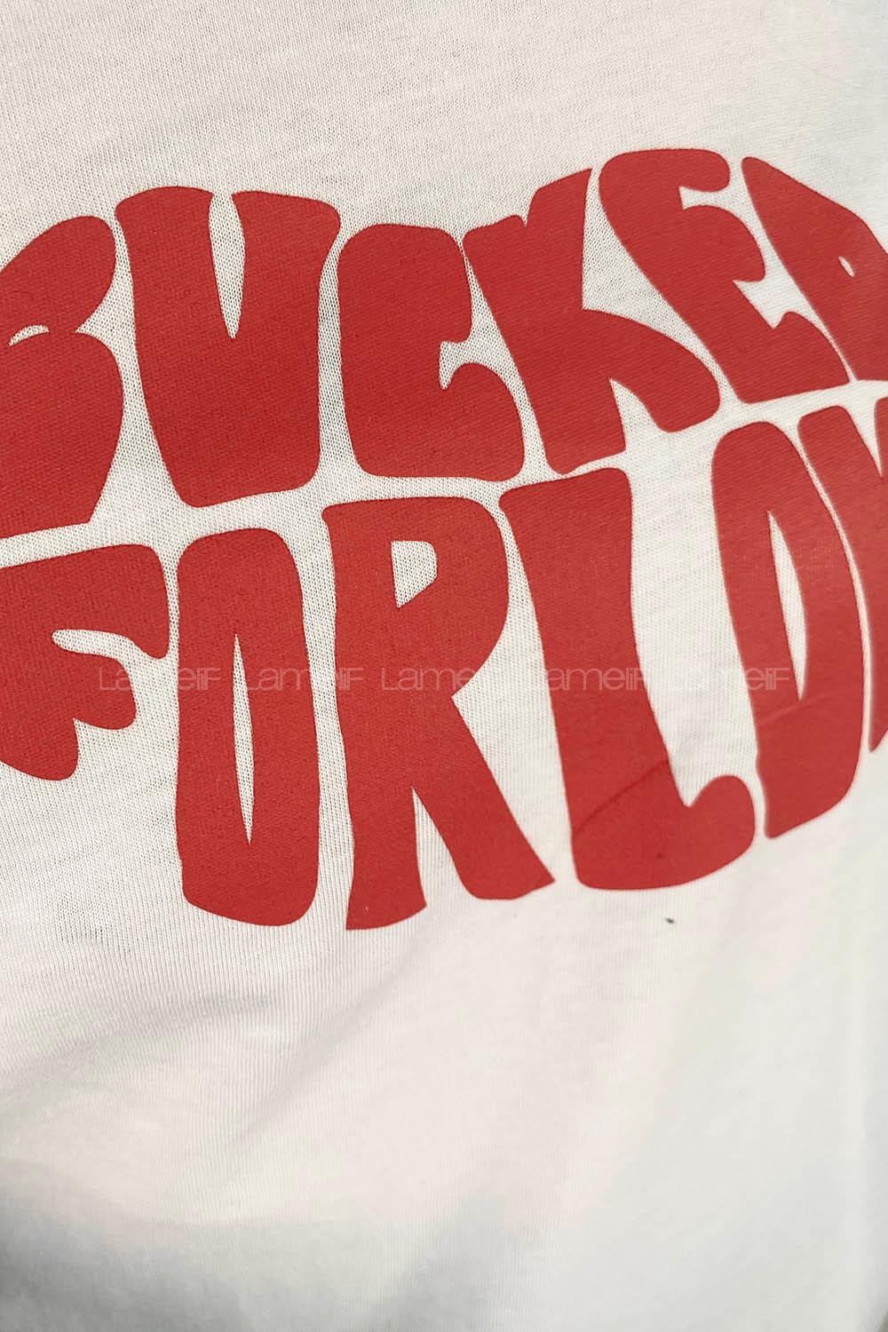 White Crew Neck Short Arm Cotton Printed T-shirt