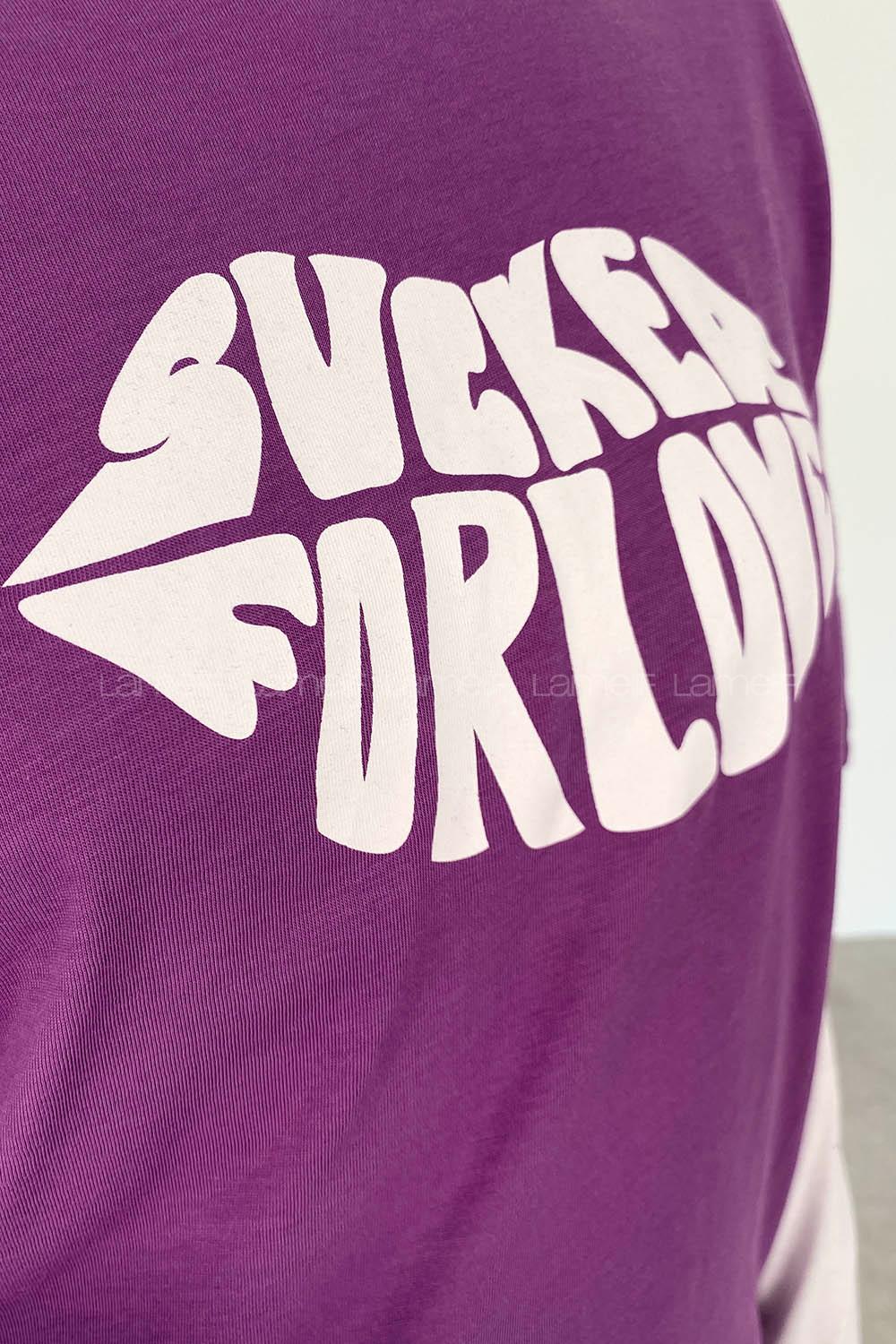 Purble Crew Neck Short Arm Cotton Printed T-shirt