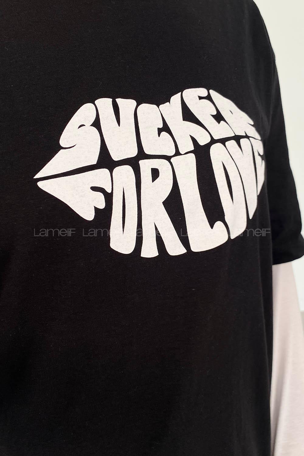 Black Crew Neck Short Arm Cotton Printed T-shirt