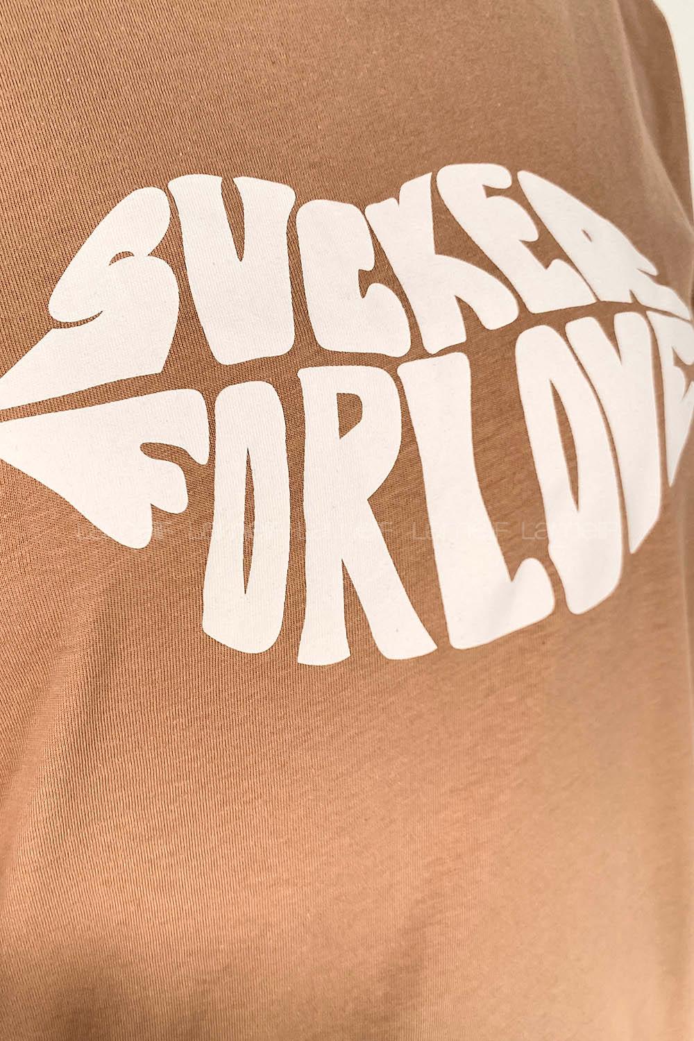 Brown With Milk Crew Neck Short Arm Cotton Printed T-shirt