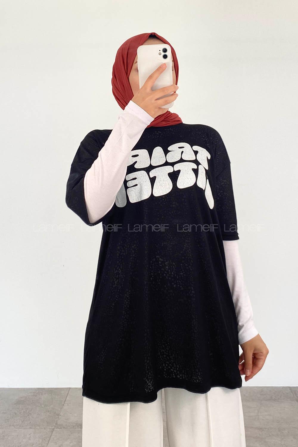 Black Crew Neck Short Arm Cotton Printed T-shirt