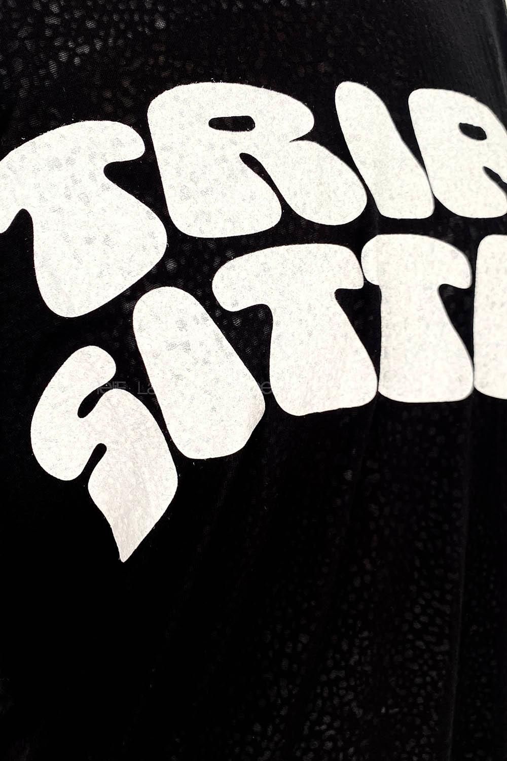 Black Crew Neck Short Arm Cotton Printed T-shirt