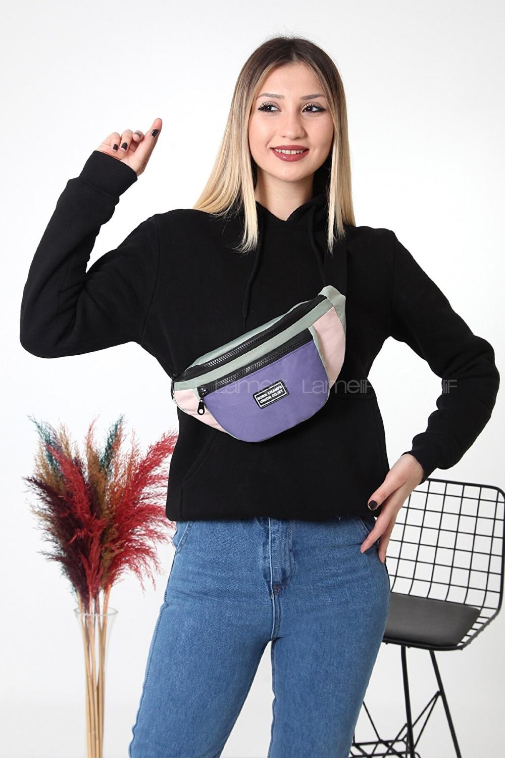 Lilac-12 Buckle Skin Hand Bag Bag