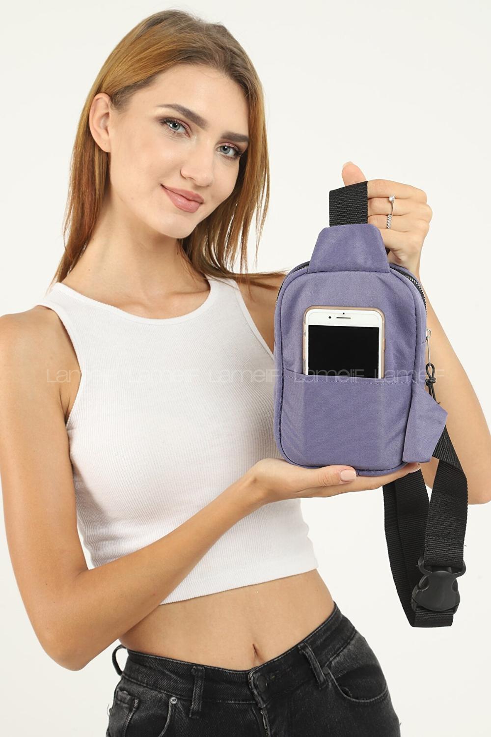 Lilac Buckle Skin Hand Bag Bag