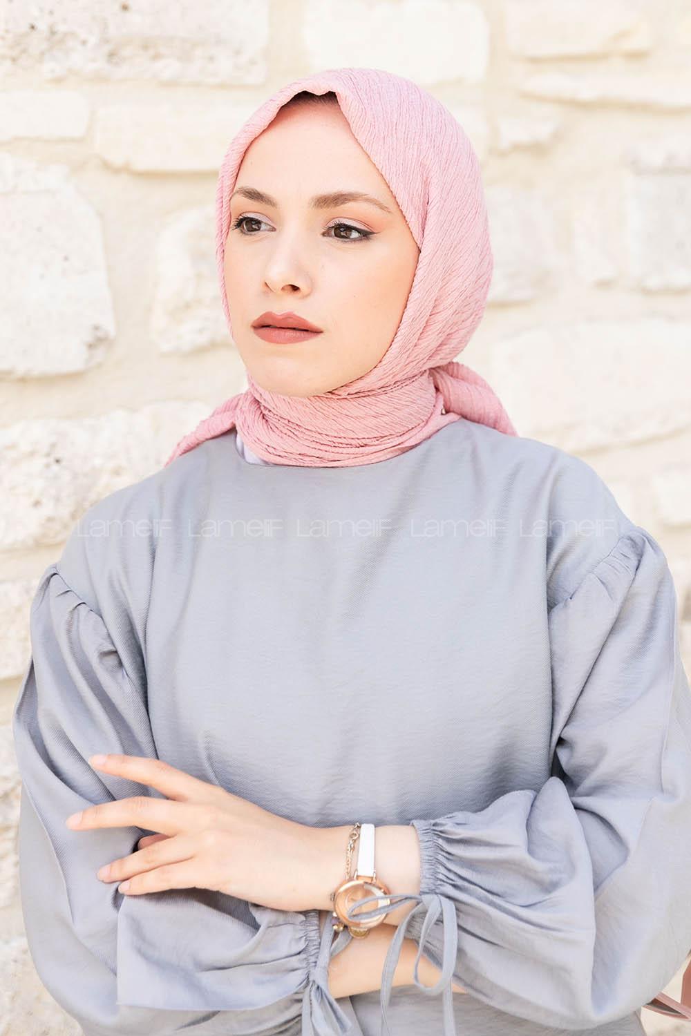 Light Powder Crepe Fabric Straight Scarf