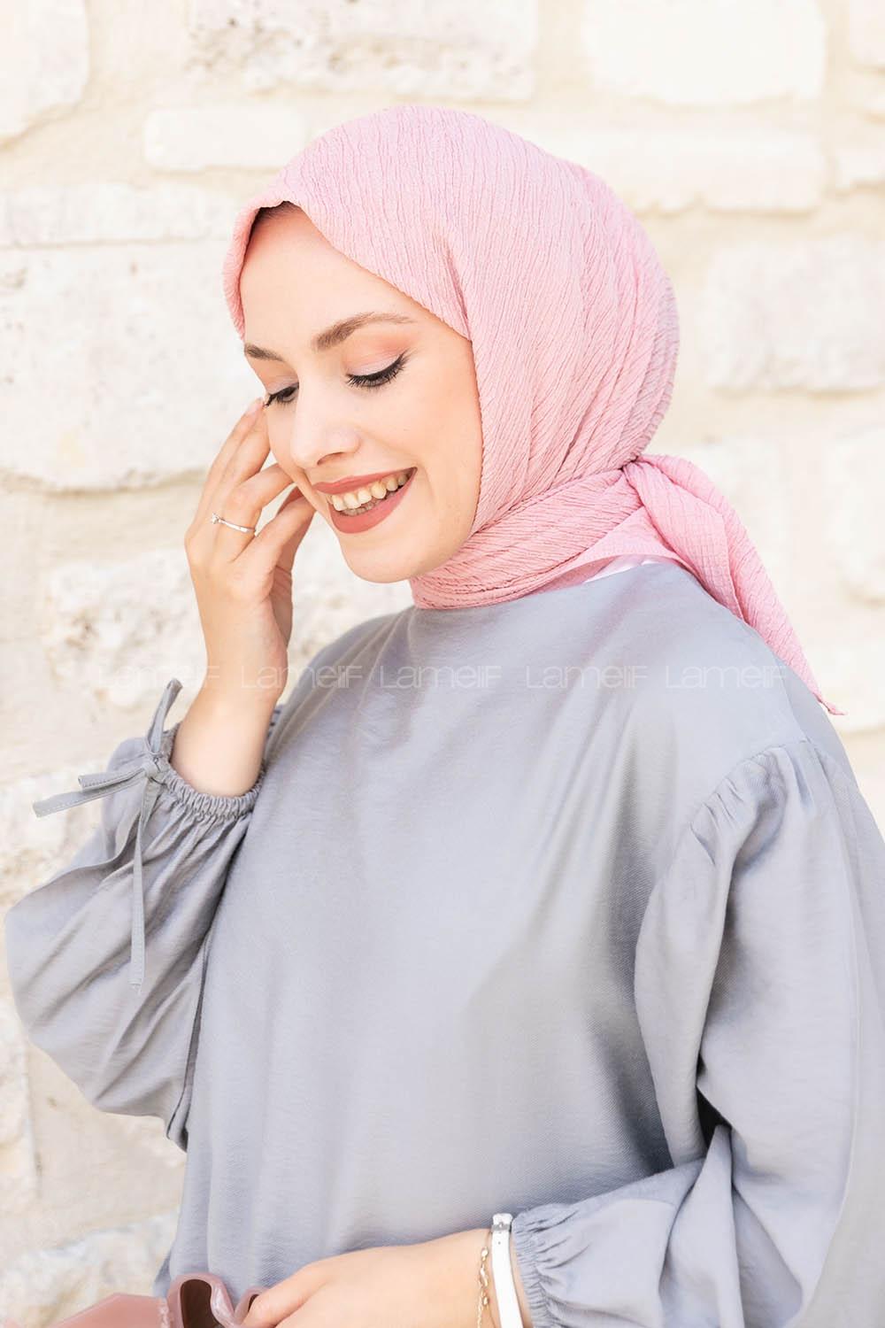 Light Powder Crepe Fabric Straight Scarf