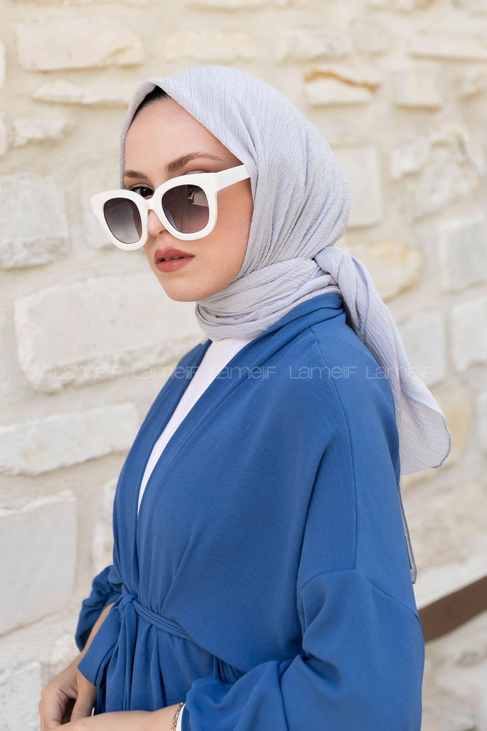 Silver Crepe Fabric Straight Scarf