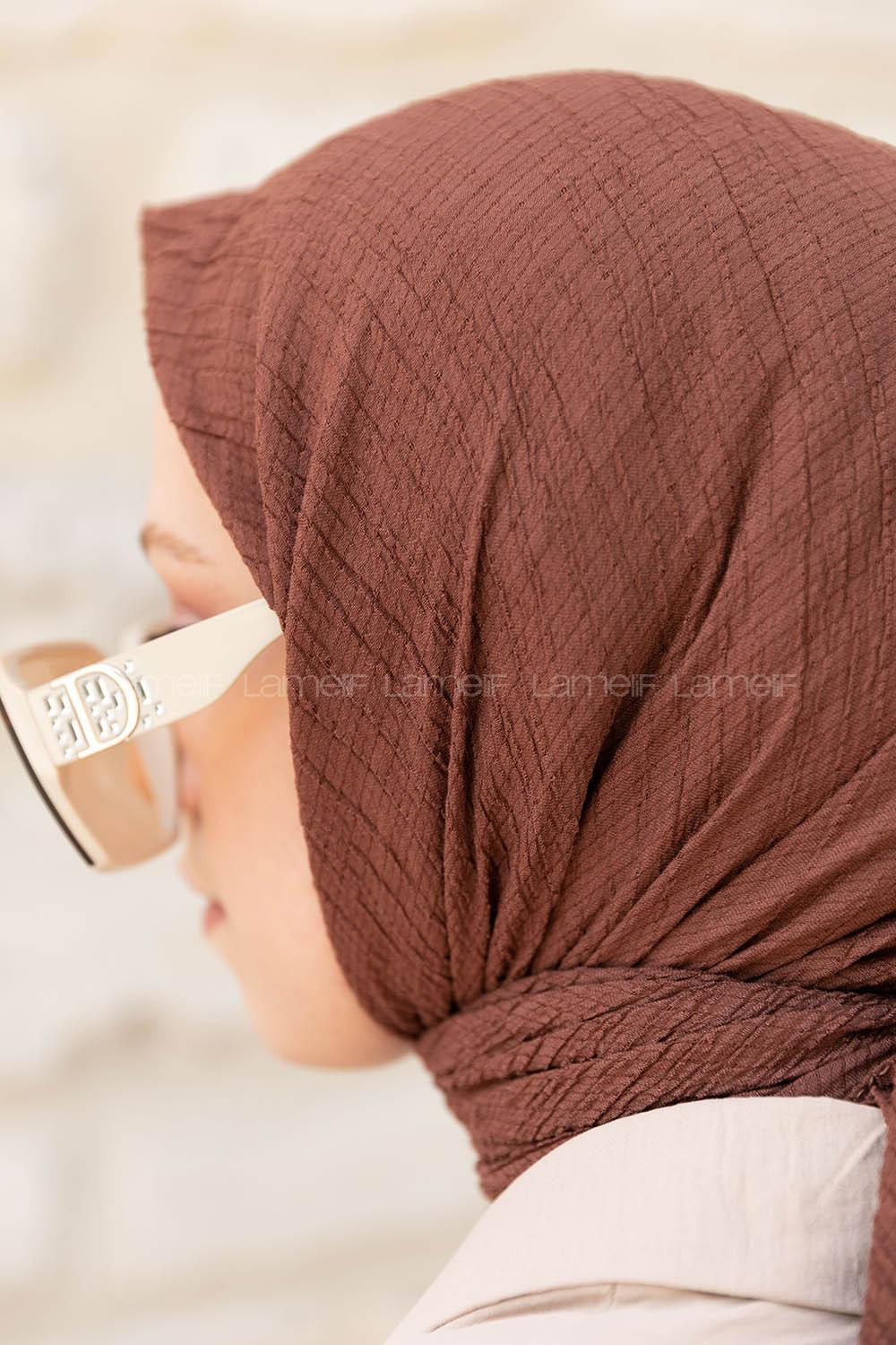 Brown Crepe Fabric Straight Scarf