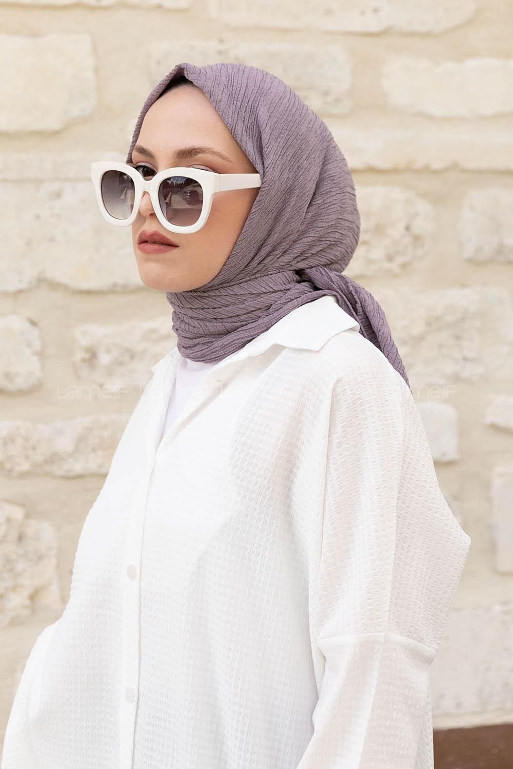 Lilac Crepe Fabric Straight Scarf
