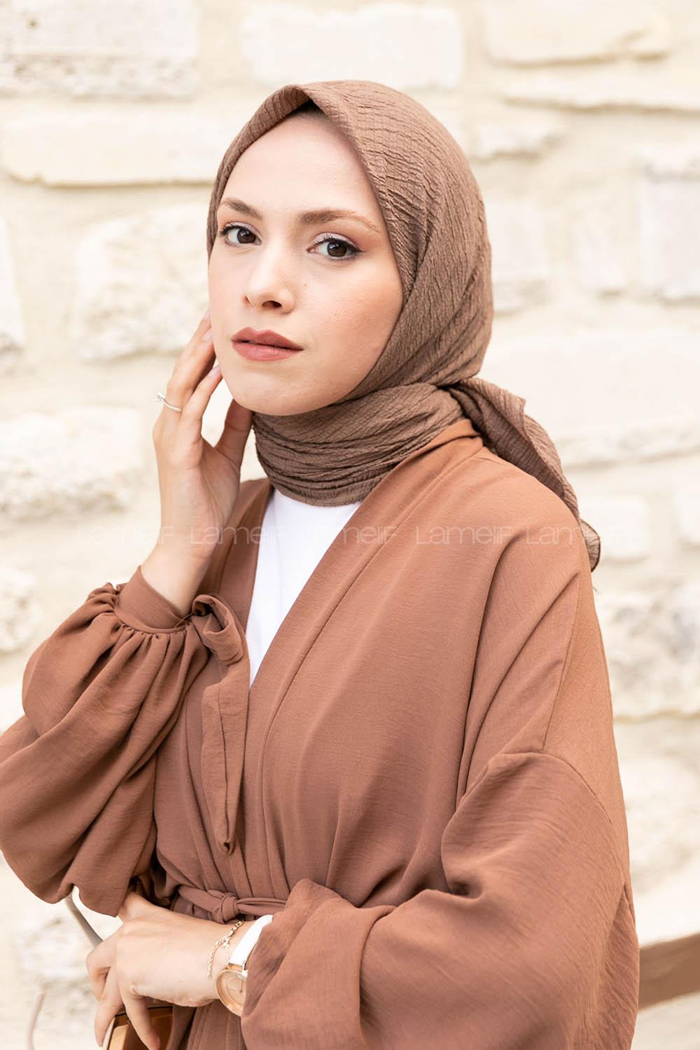 Soft Brown Crepe Fabric Straight Scarf