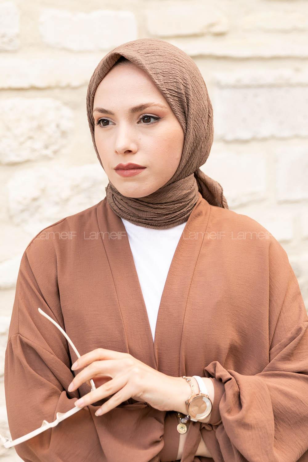 Soft Brown Crepe Fabric Straight Scarf