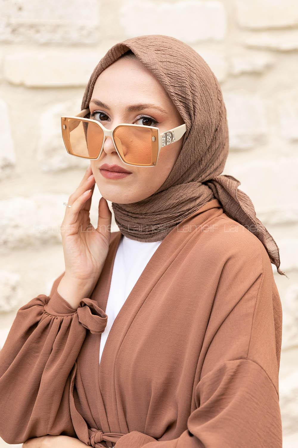 Soft Brown Crepe Fabric Straight Scarf