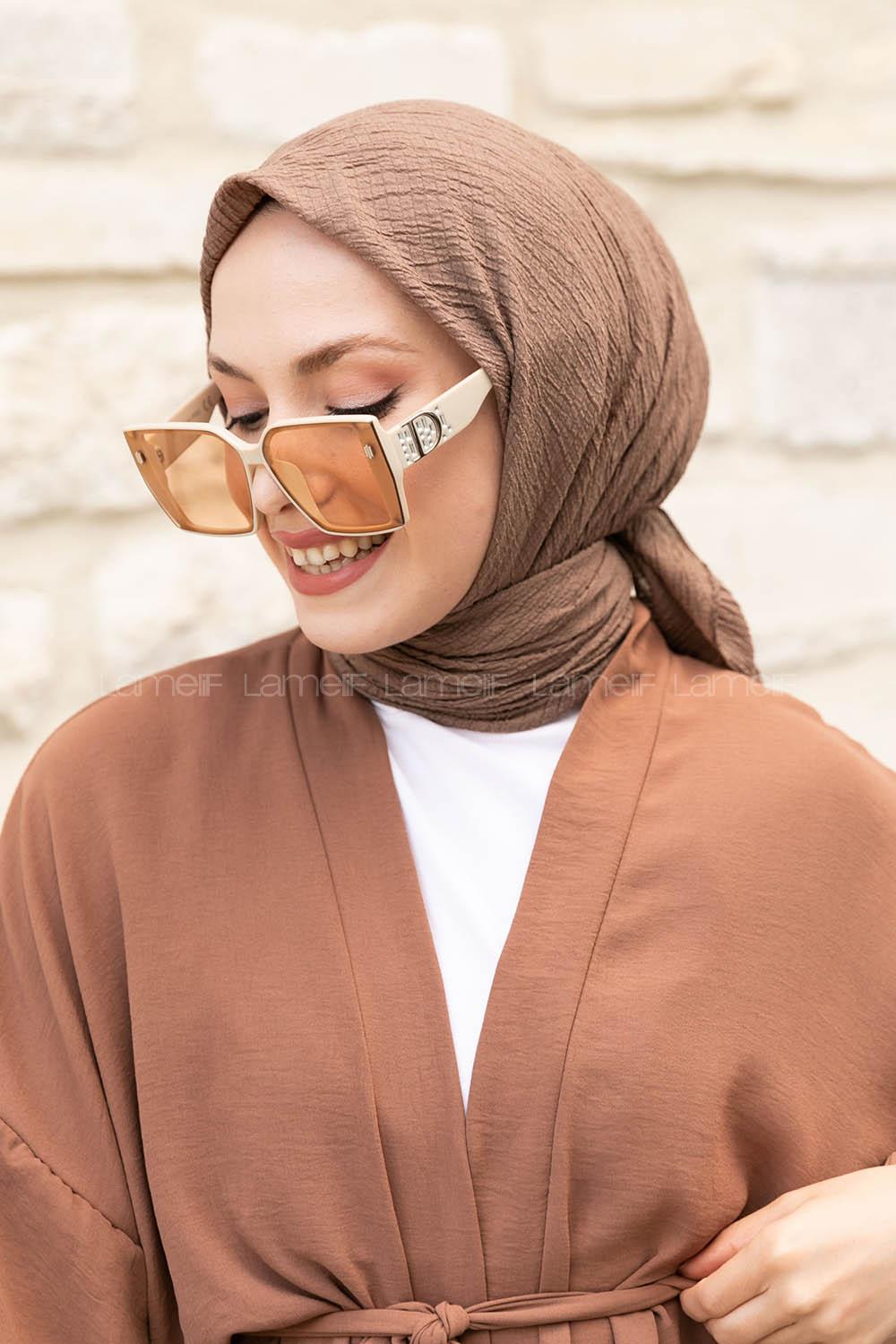 Soft Brown Crepe Fabric Straight Scarf