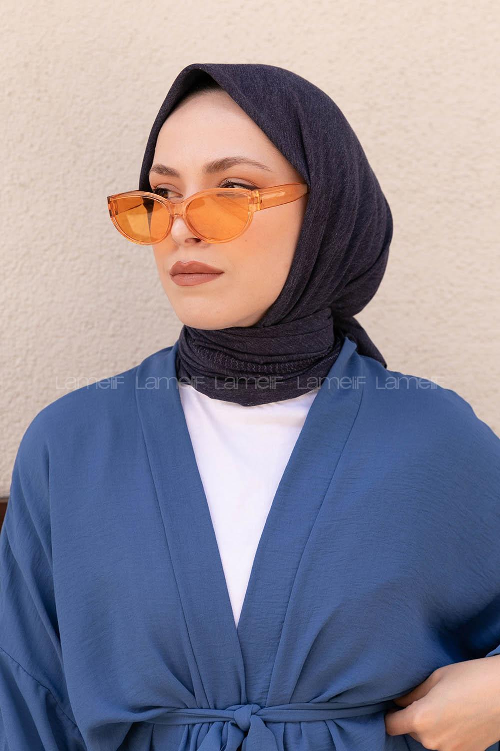 Modalamelif Pano Pamuk Eşarp Koyu Kot Mavi