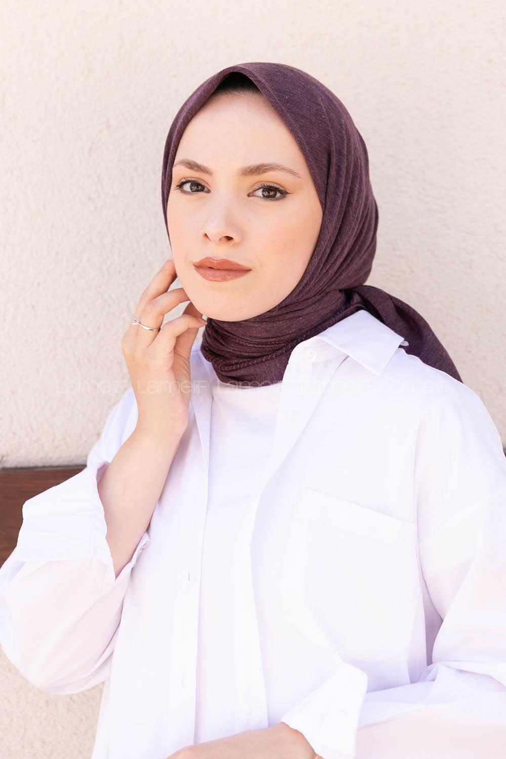 Modalamelif Pano Pamuk Eşarp Mürdüm