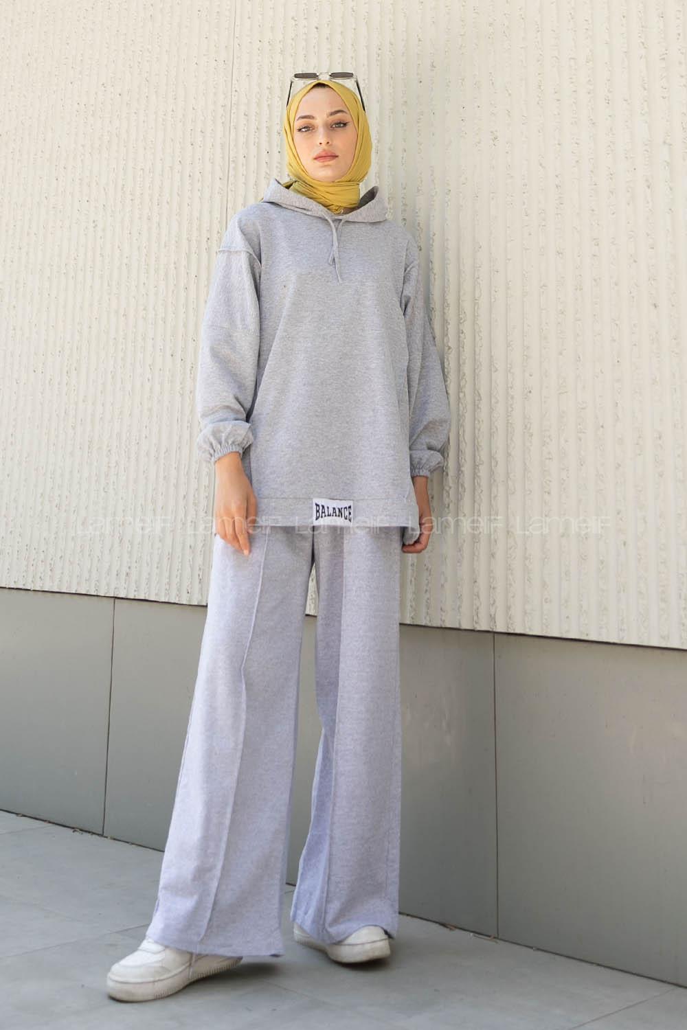 Gray Medium Crew Neck Long Arm Without Accessories Cotton Flared Trousers Comfortable Suit
