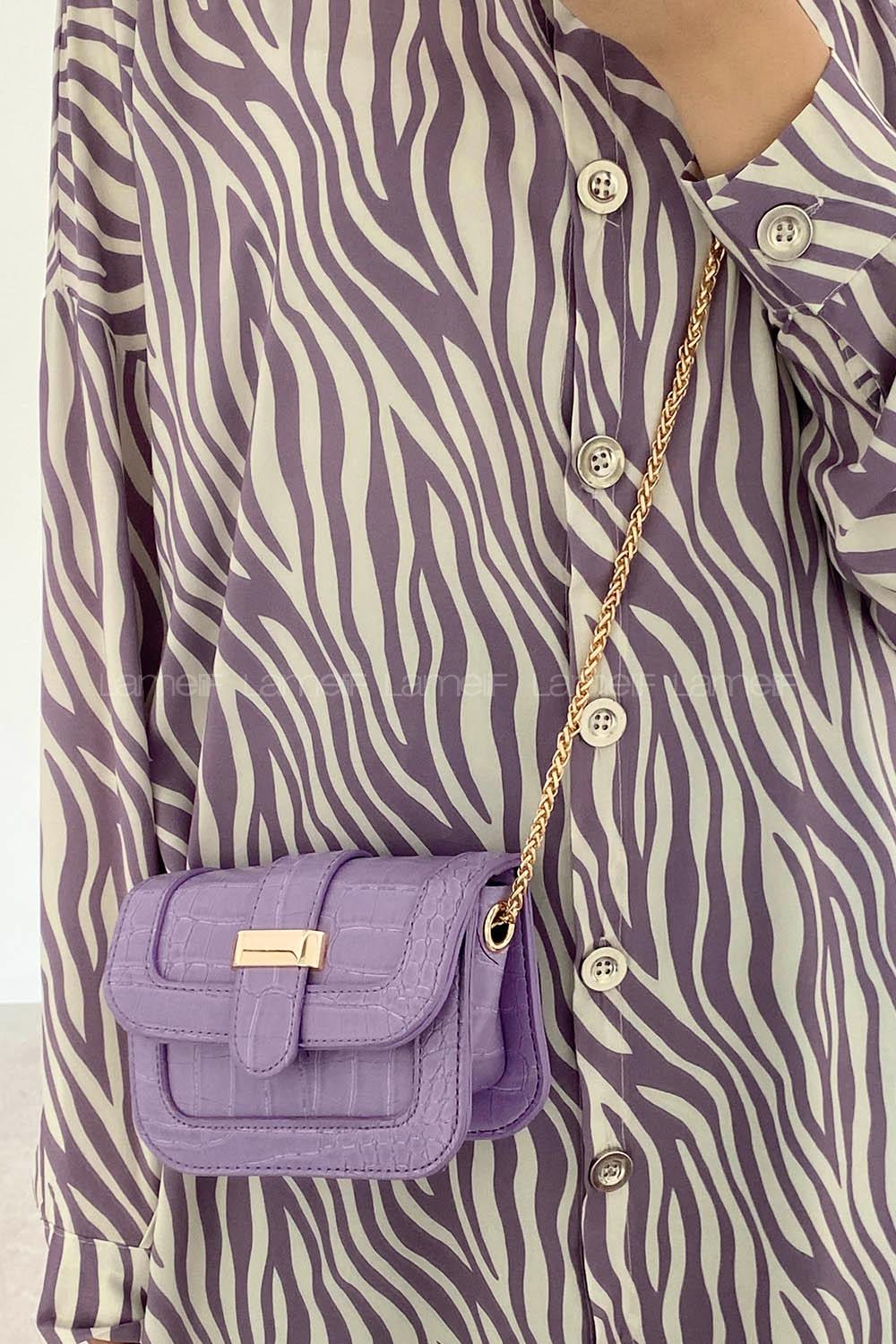 Lilac Buckle Skin Hand Bag Bag