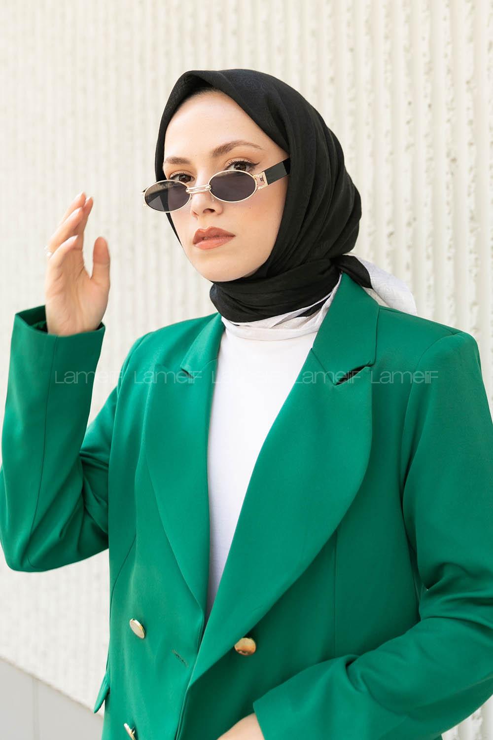 Lamelif Monoğram Eşarp Siyah-beyaz