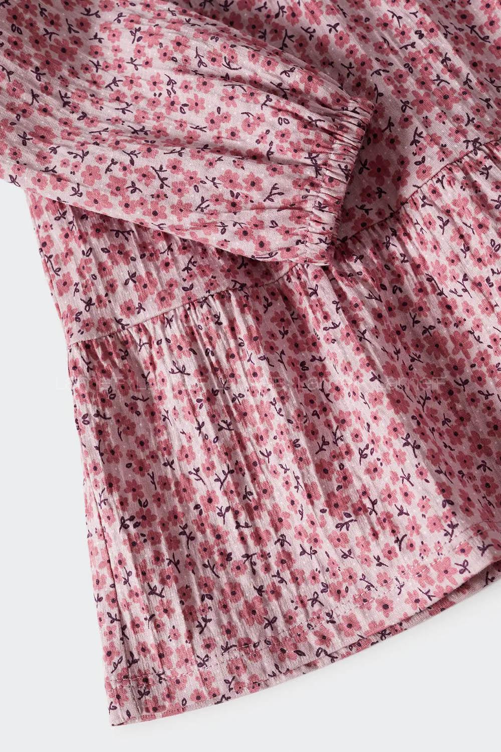 Rose Crew Neck Cotton Printed Dresess