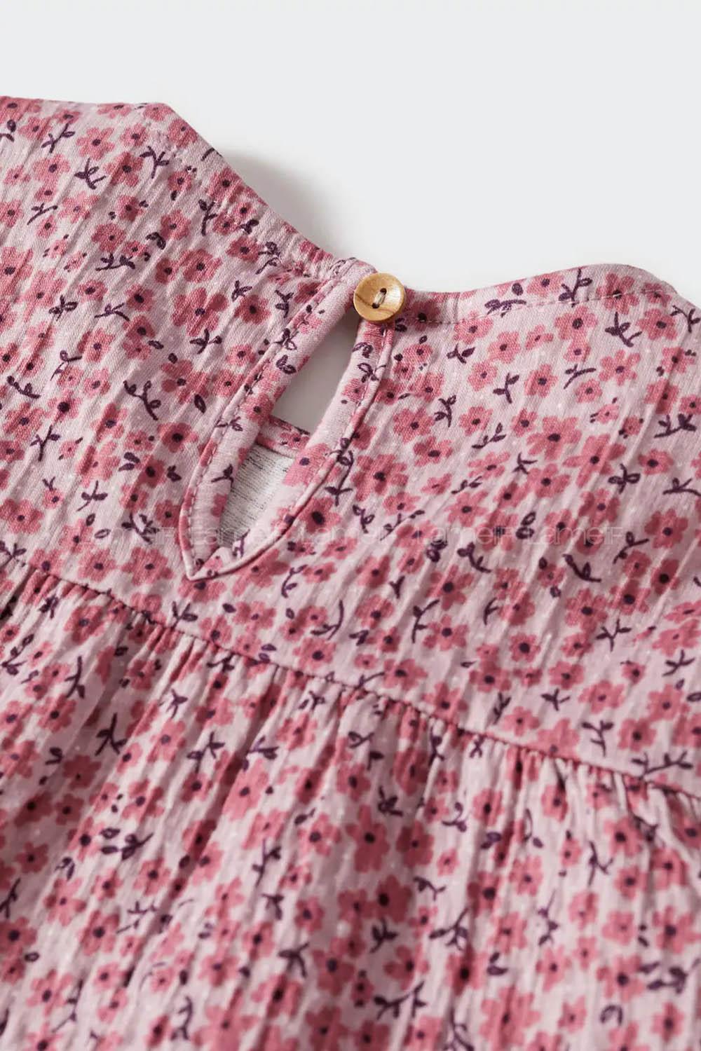 Rose Crew Neck Cotton Printed Dresess