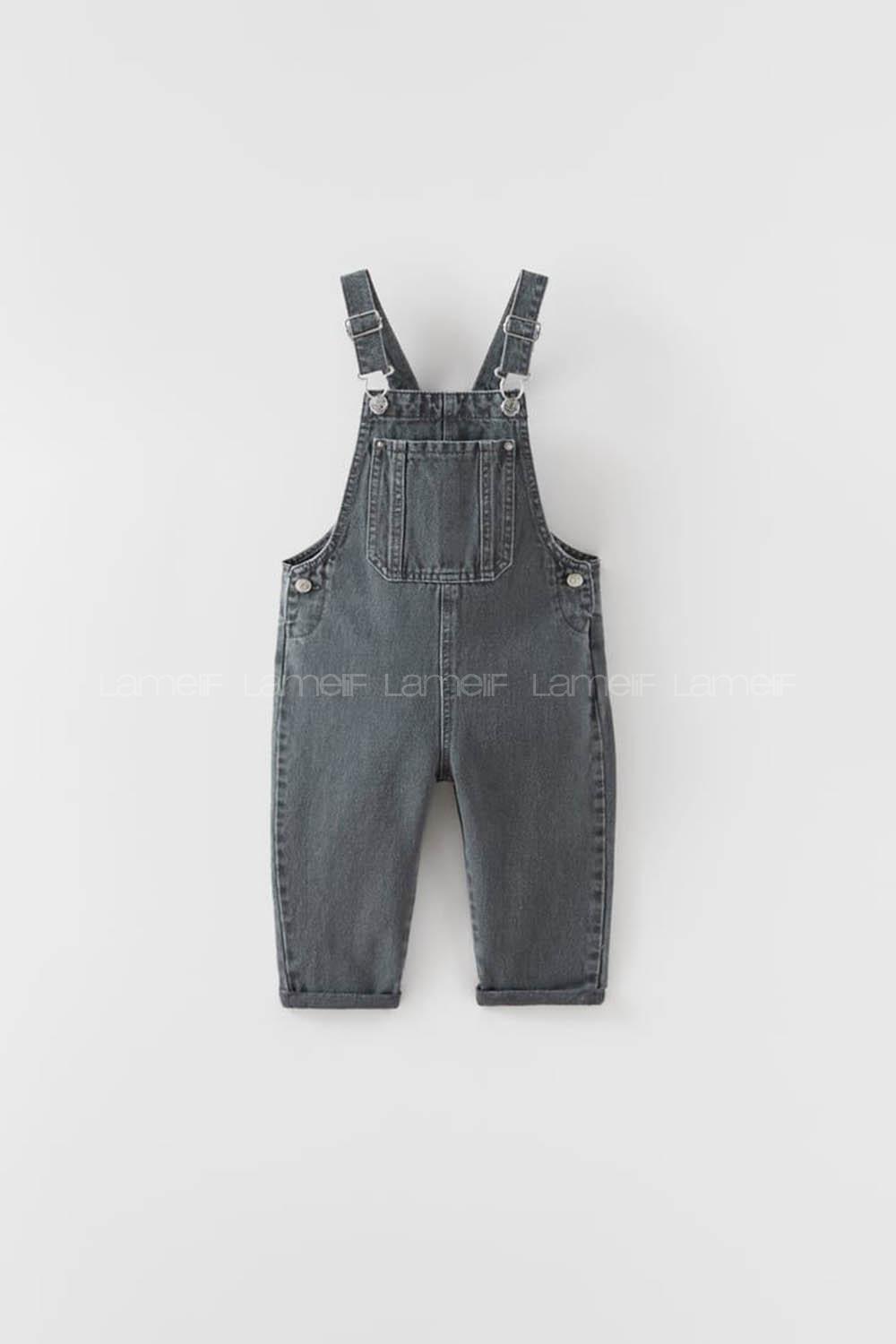 Smoked Normal Neck Denim Unprinted Overalls