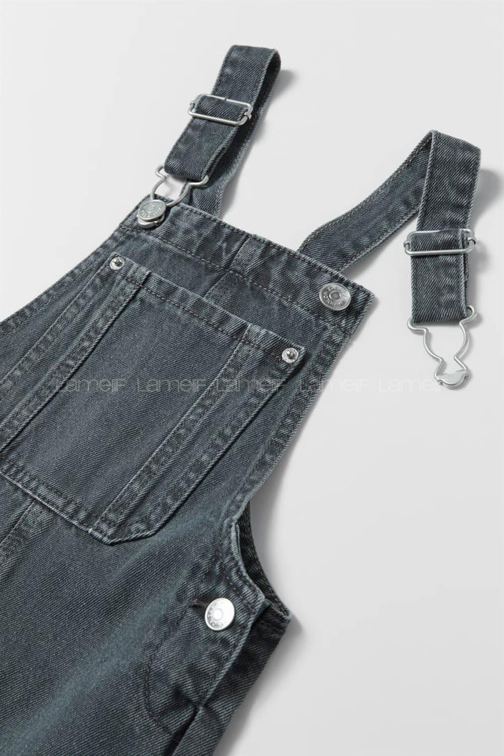 Smoked Normal Neck Denim Unprinted Overalls