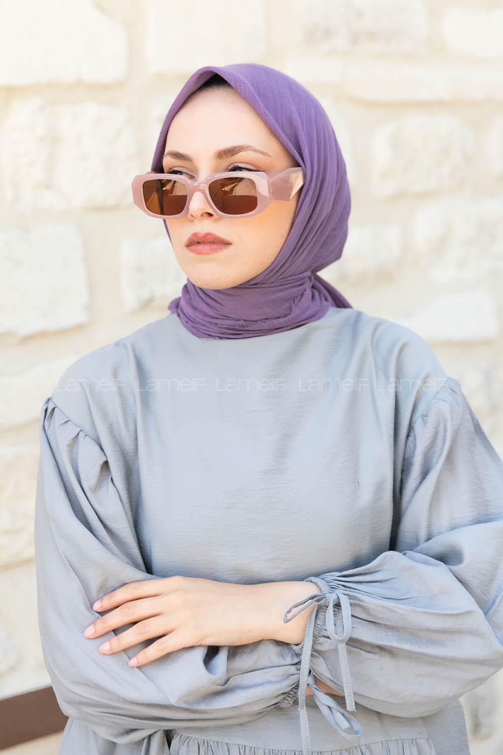 Lamelif Düz Flamlı Eşarp Lavanta