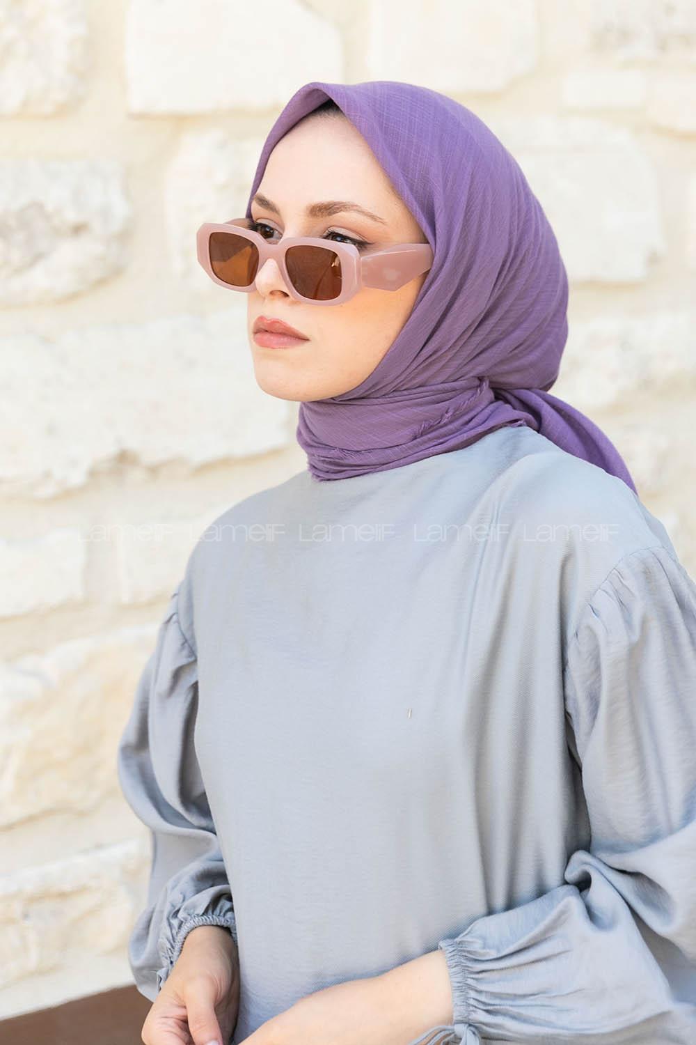 Lamelif Düz Flamlı Eşarp Lavanta