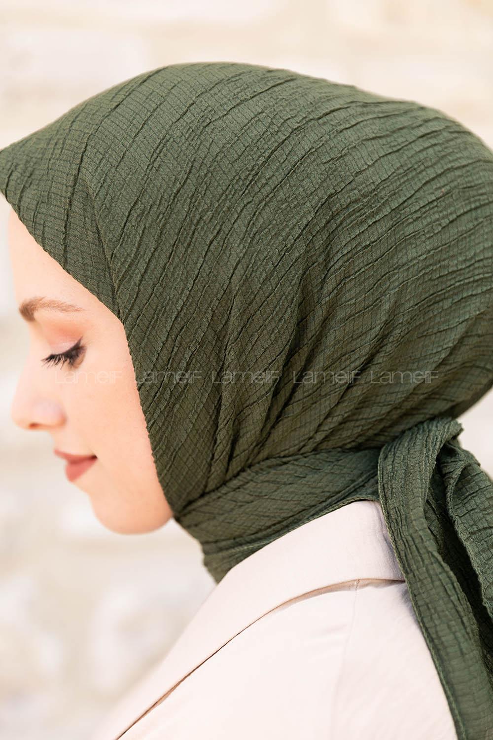 Khaki Crepe Fabric Straight Scarf