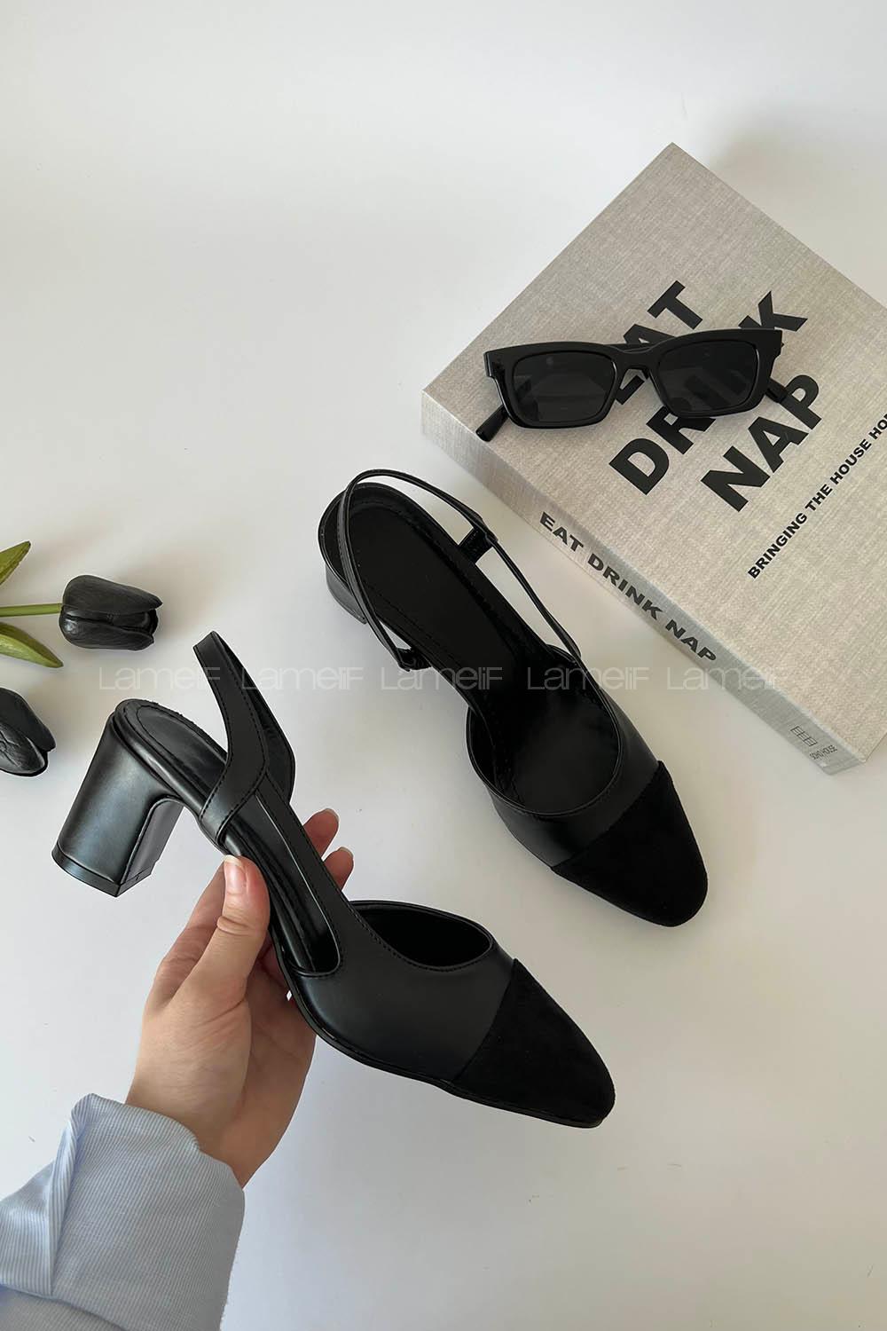 Black Heeled Suede Shoes