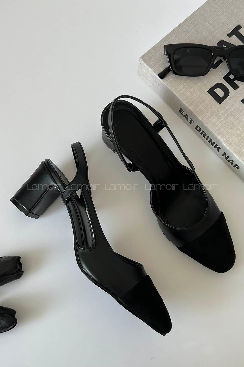 Black Heeled Suede Shoes